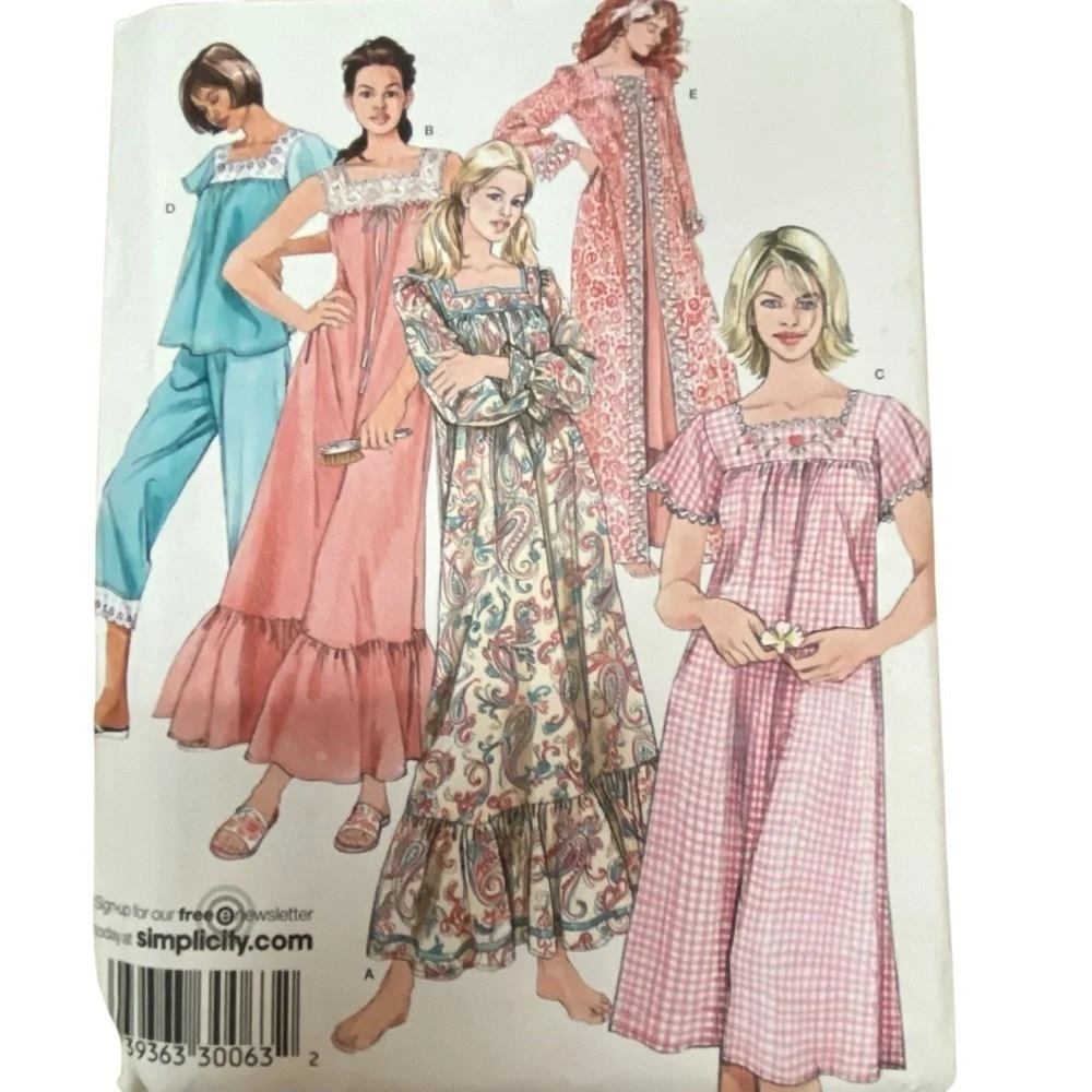 SIMPLICITY Sew Pattern 4048 Misses Nightgown, Pajamas, & Robe M-XL UNCUT